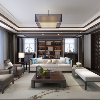 New Chinese Style A Living Room-ID:647659062