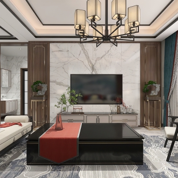 New Chinese Style A Living Room-ID:755434041