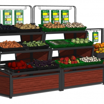 现代蔬菜货架、生鲜超市展架-ID:590907101
