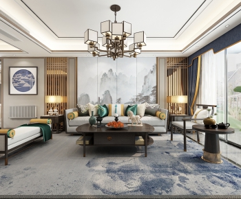 New Chinese Style A Living Room-ID:945909029