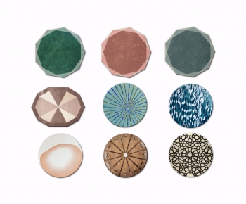 现代圆形几何撞色装饰地毯组合-ID:983887915