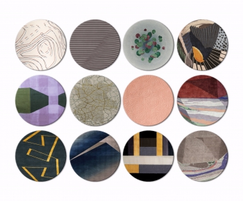 现代圆形几何撞色装饰地毯组合-ID:728847036