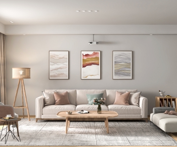 Nordic Style Wabi-sabi Style A Living Room-ID:356384048