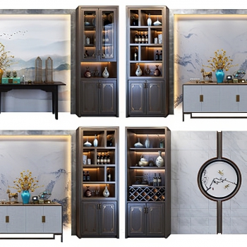 New Chinese Style Wine Cabinet-ID:385268931