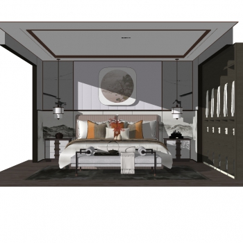 New Chinese Style Bedroom-ID:772305974