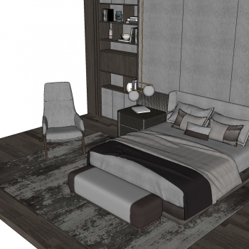 Modern Double Bed-ID:882889991