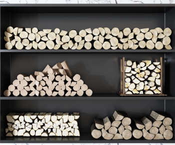 现代壁炉 木柴堆 木头堆组合-ID:971590049