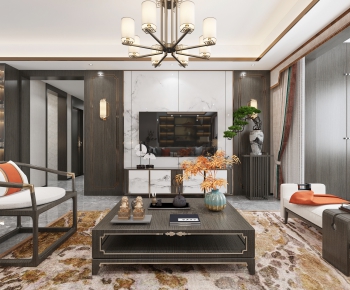 New Chinese Style A Living Room-ID:938155891