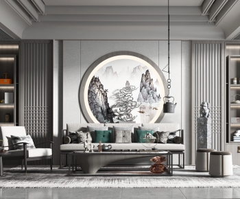 New Chinese Style A Living Room-ID:751550915