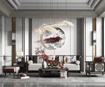 New Chinese Style A Living Room-ID:994384056