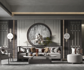 New Chinese Style A Living Room-ID:856457004