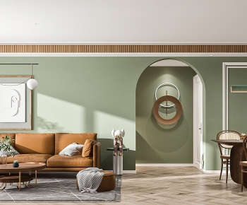 Nordic Style Wabi-sabi Style A Living Room-ID:331306937