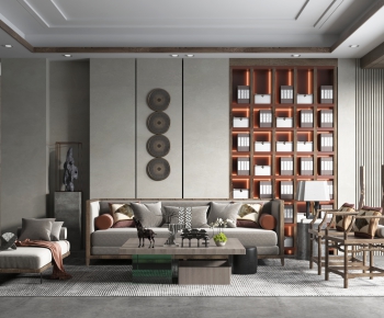 New Chinese Style A Living Room-ID:652291062