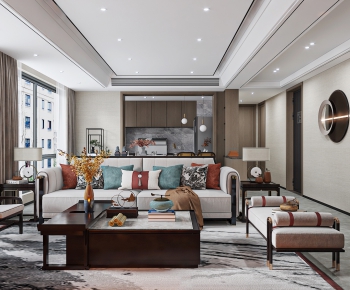 New Chinese Style A Living Room-ID:394771108