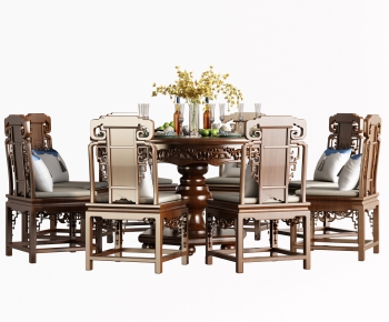 中式餐桌椅-ID:112807045