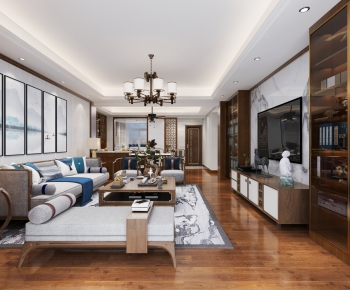 New Chinese Style A Living Room-ID:528742076