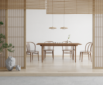 Japanese Style Dining Table And Chairs-ID:301381118
