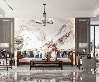 New Chinese Style A Living Room-ID:834645996