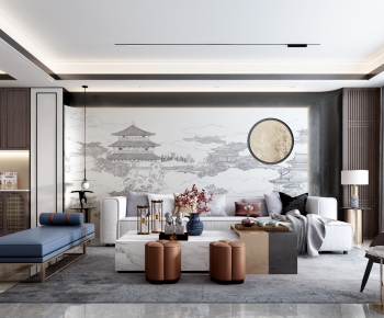 New Chinese Style A Living Room-ID:905812031