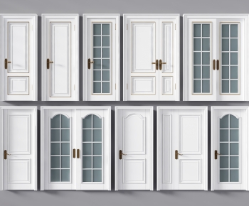 Simple European Style Unequal Double Door-ID:666105036