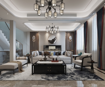 New Chinese Style A Living Room-ID:686517957