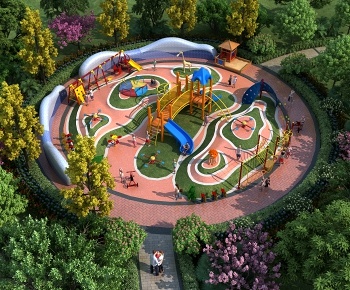 现代园林儿童游乐园3D模型