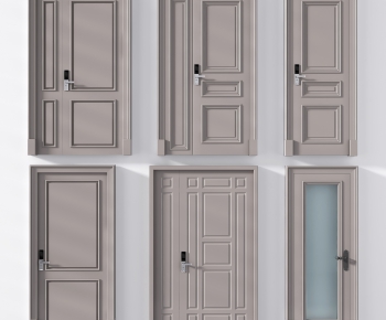 Simple European Style Unequal Double Door-ID:179178006