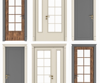 Simple European Style Unequal Double Door-ID:963917974