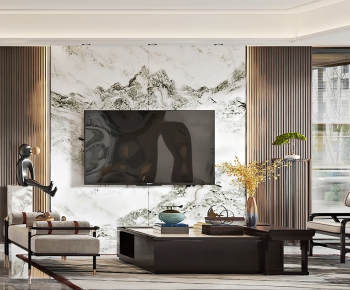New Chinese Style A Living Room-ID:690860032
