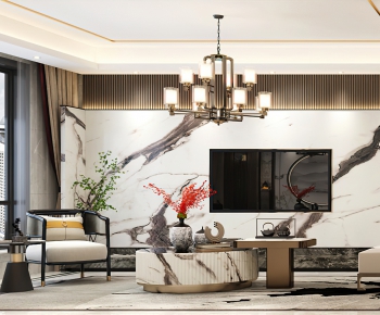 New Chinese Style A Living Room-ID:637957103