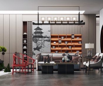 New Chinese Style A Living Room-ID:550371893