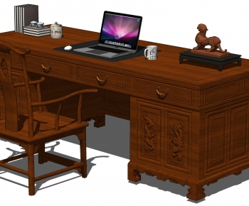 Chinese Style Computer Desk And Chair-ID:279062993