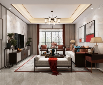 New Chinese Style A Living Room-ID:178198817