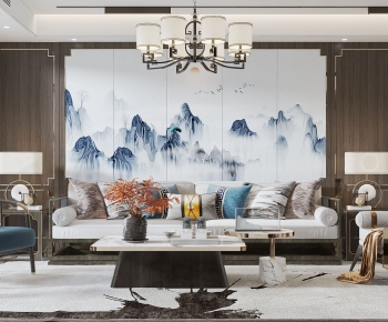 New Chinese Style A Living Room-ID:633074052