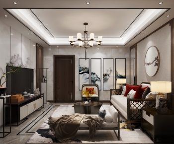 New Chinese Style A Living Room-ID:945266011