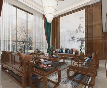 New Chinese Style A Living Room-ID:227833036