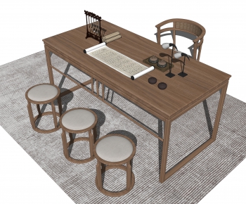 New Chinese Style Computer Desk And Chair-ID:896265034