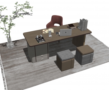 Modern Computer Desk And Chair-ID:211496112