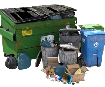 现代垃圾车，垃圾桶，垃圾-ID:395598896