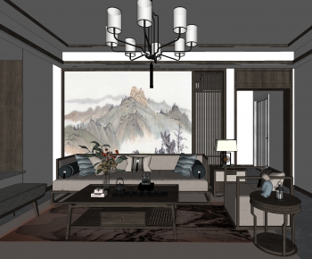 New Chinese Style A Living Room-ID:752470021