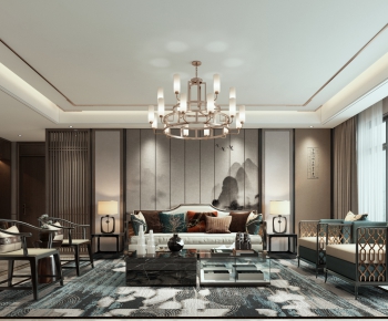 New Chinese Style A Living Room-ID:287375936