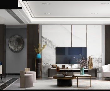 New Chinese Style A Living Room-ID:870730915