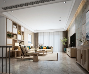 New Chinese Style A Living Room-ID:351094969