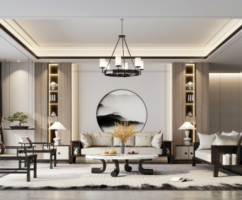 New Chinese Style A Living Room-ID:388370042