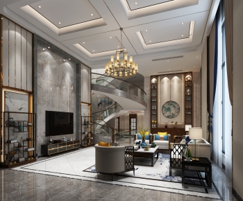 New Chinese Style A Living Room-ID:532562027