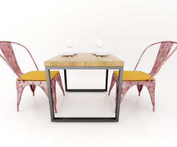 Industrial Style Dining Table And Chairs-ID:617470714
