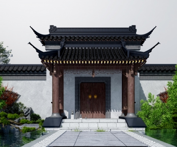 New Chinese Style Facade Element-ID:807284121