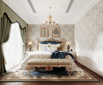 American Style Simple European Style Bedroom-ID:352217914
