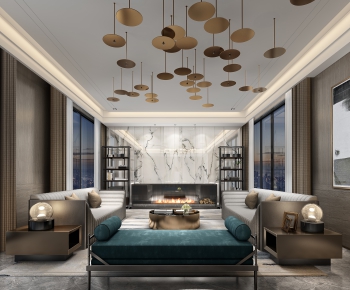 New Chinese Style A Living Room-ID:722611908