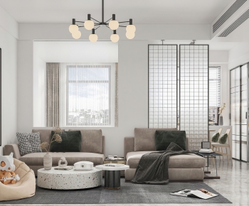 Modern Wabi-sabi Style A Living Room-ID:696423052